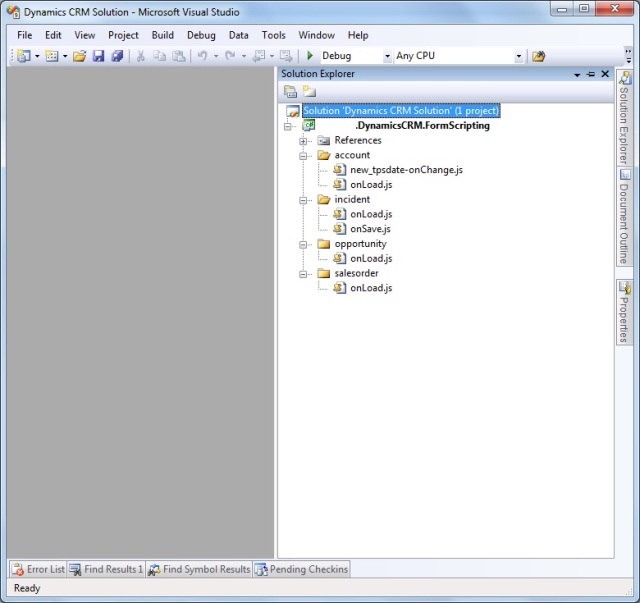 Visual Studio Management of Javascript code for CRM 4 Project